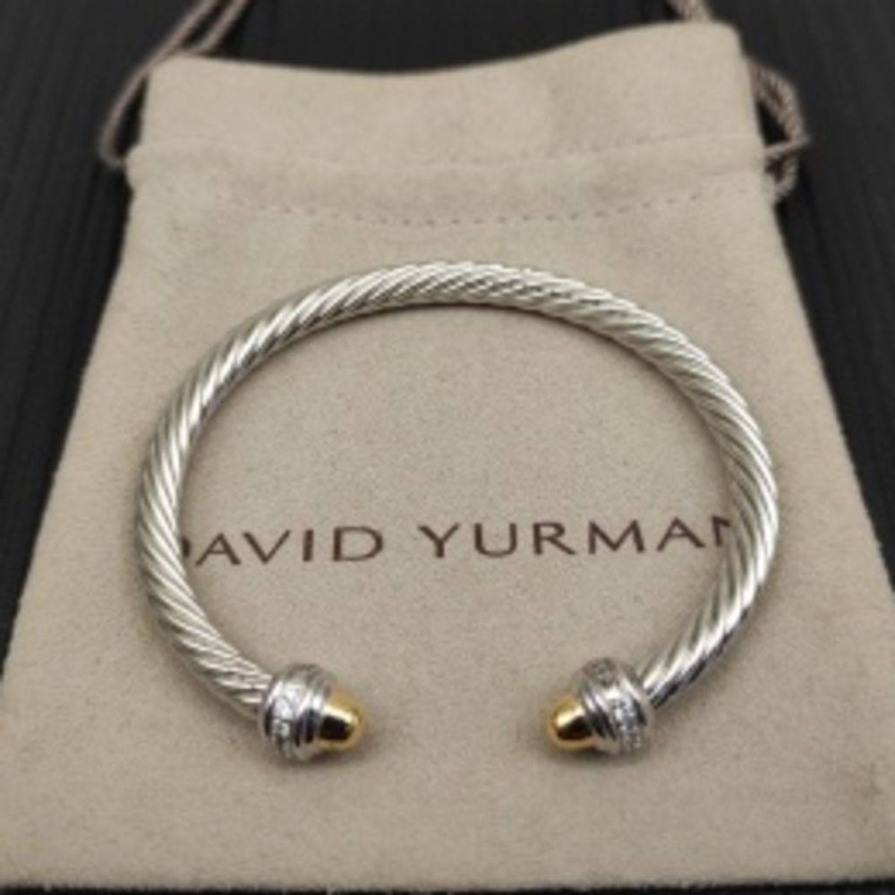 ⚜David Yurman⚜5mm Classic Twisted Cable Silver‑Gold Open Bangle